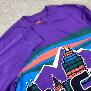 Just Don Shirt Mens Small Purple All City Basketball Graphic Print Logo Cotton